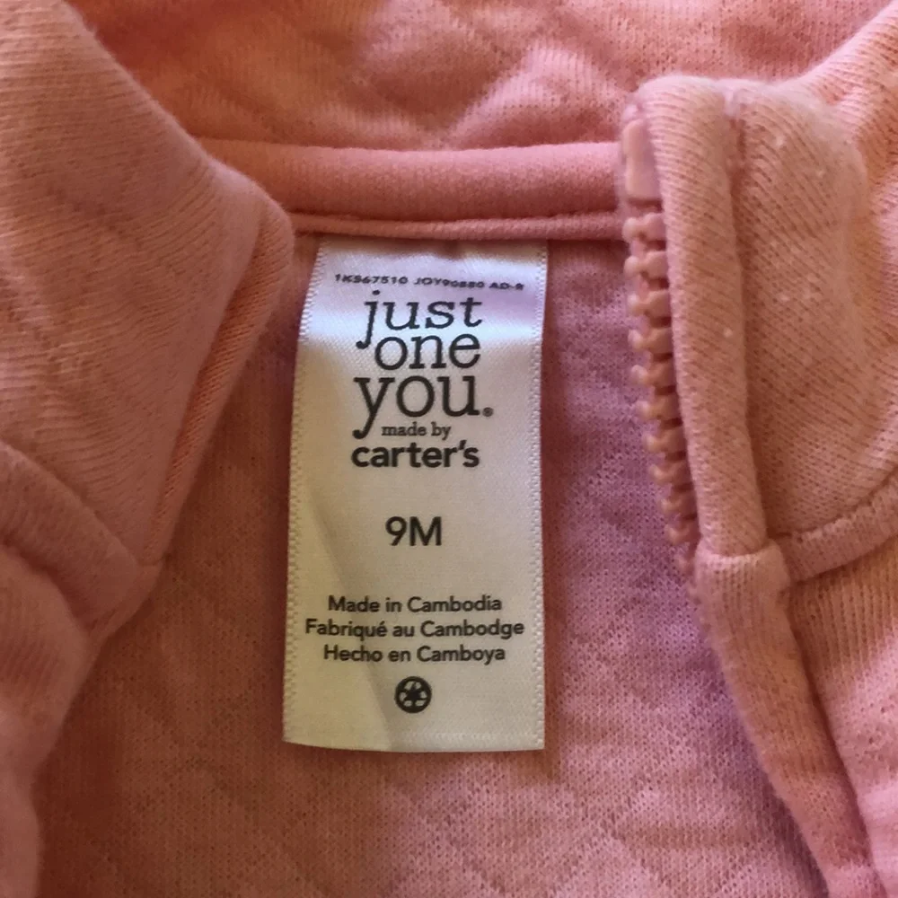 Carter’s Baby Girl Pink Quilted Ruffle Vest Size 9 Months Nwot